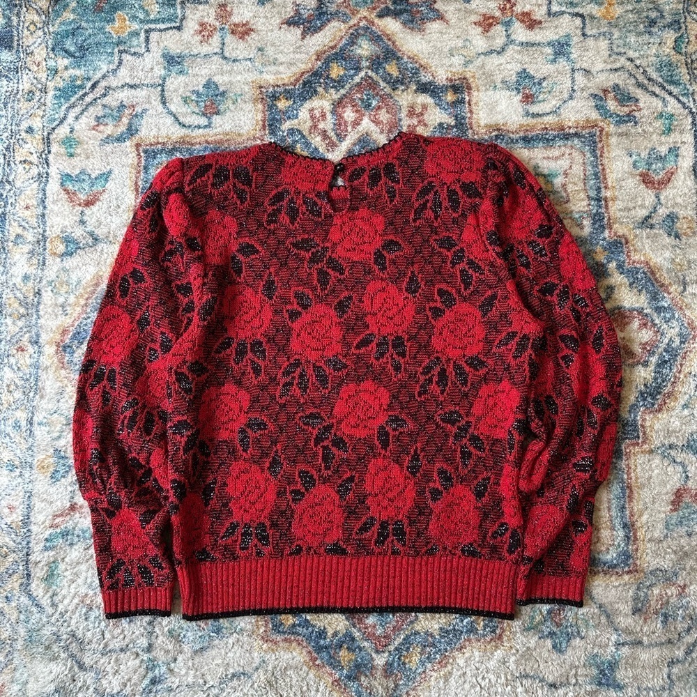 Vintage D’allairds Floral Sweater Medium - Picture 2 of 4